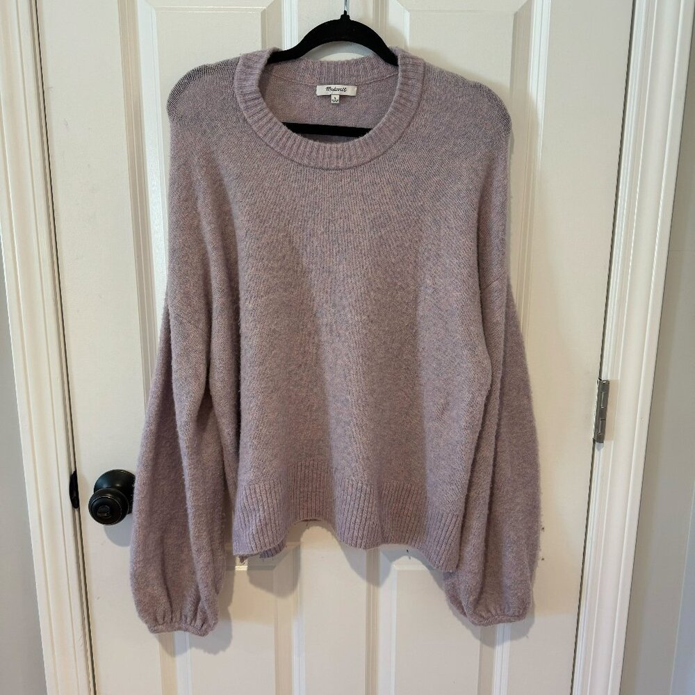 Madewell Wool Blend Crewneck Balloon Sleeve Knit Sweater Purple‎ Size Large